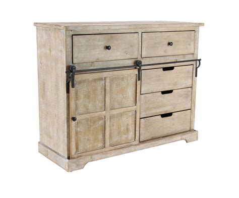 Decmode Inch Farmhouse Metal Natural Wood Cabinet With Sliding