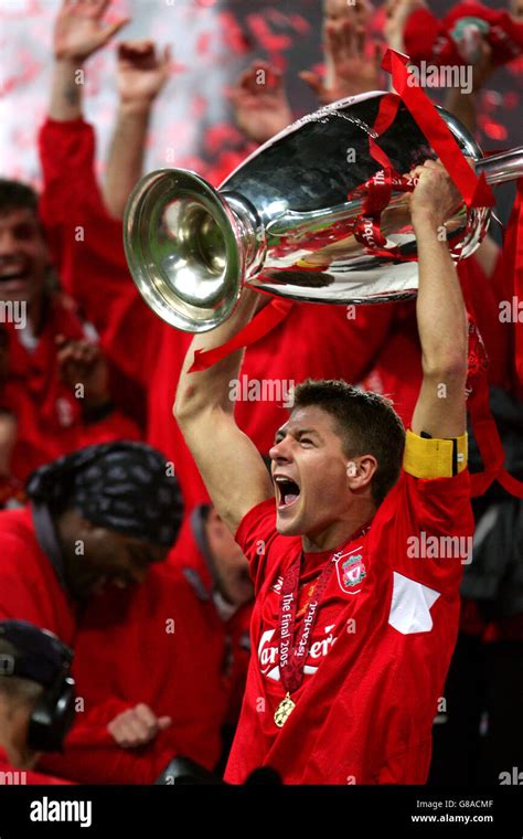 Liverpools Captain Steven Gerrard Lifts The Uefa Champions League