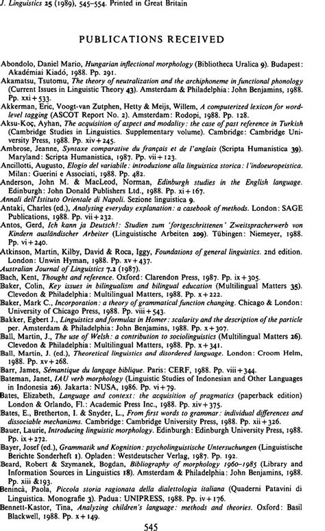 Publications Received Journal Of Linguistics Cambridge Core