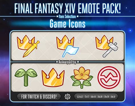 Ffxiv Game Icon Emote Pack Etsy