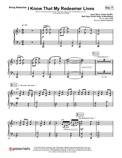 I Know That My Redeemer Lives String Reduction Sheet Music PDF Keith