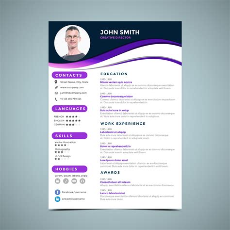 Purple Resume Design Template 216678 Vector Art at Vecteezy