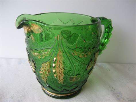 Vintage Green Glass Jug Vintage Green Glass Green Glass Jugs Glass Jug