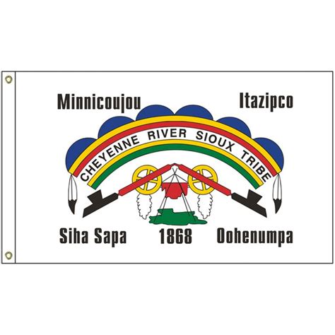 Nat 3×5 Crs 3′ X 5′ Cheyenne River Sioux Tribe Flag With Heading And