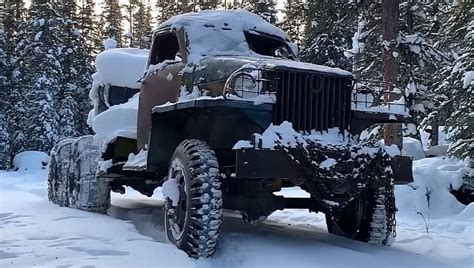 Frozen 1945 Studebaker Us6 Truck Comes Back To Life Handles Snow Like