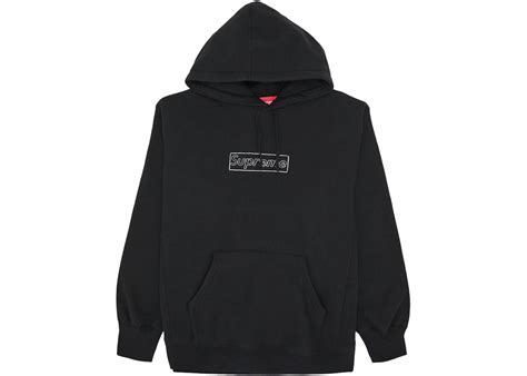 Supreme Kaws Chalk Logo Hooded Sweatshirt Black Victoria Snkrs