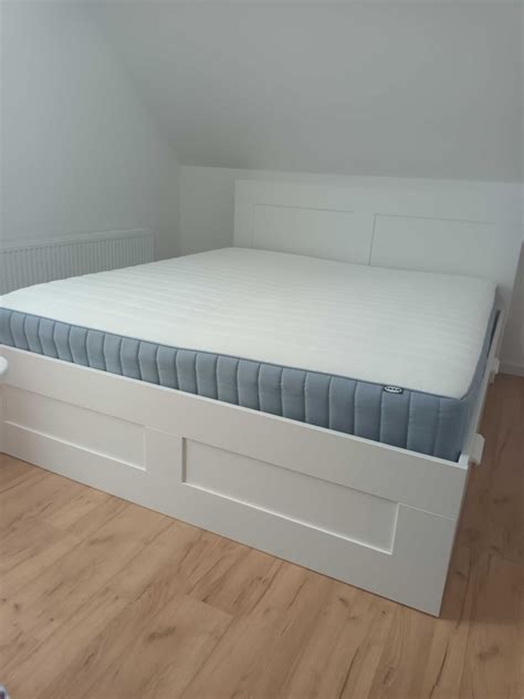 IKEA BRIMNES łóżko z szufladami płytą szczytową materac 180x200 Chybie