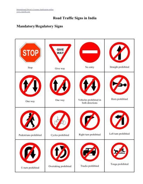 India Road Traffic Signs