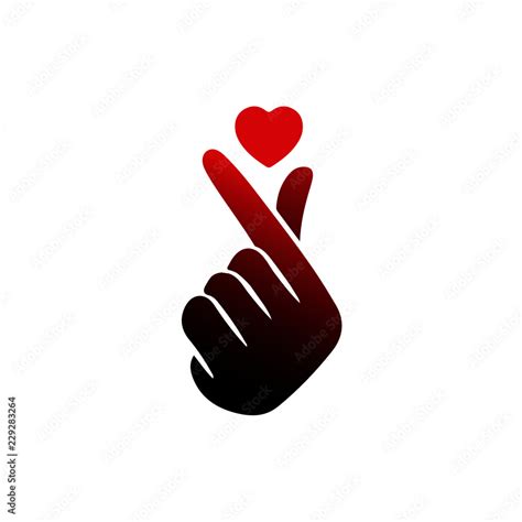 Korean Finger Heart I Love You Hangul Vector Illustration Korean