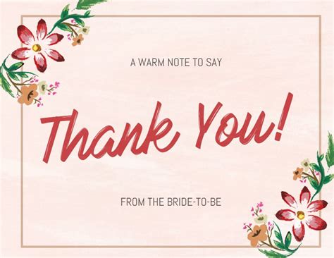 Thank you card postcard design template - floral | Note card template ...