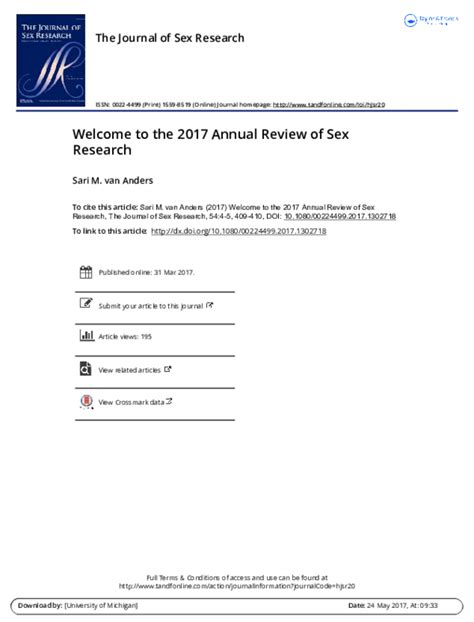 Pdf The Journal Of Sex Research Welcome To The 2017 Annual Review Of