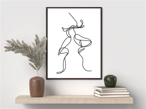 Couple Line Art One Line Drawing Aesthetic Posters Bedroom Etsy