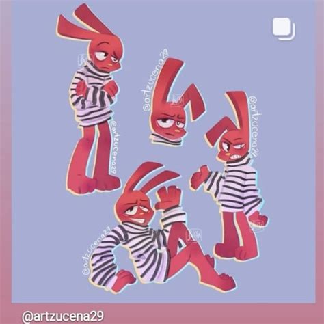 Some Red And White Cartoon Characters On A Blue Background