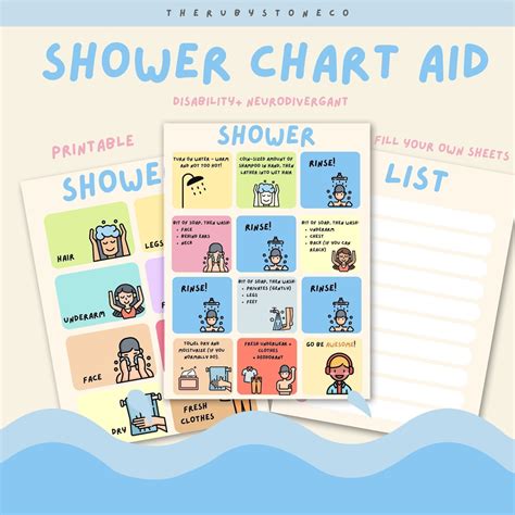 Shower Routine Printable Chart Neurodivergent Adhd Autism Visual