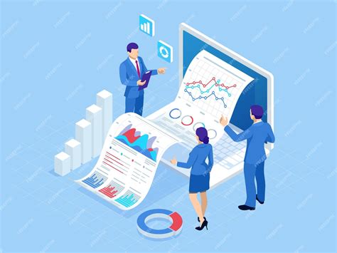 Premium Vector Isometric Concept Of Business Analysis Analytics Research Strategy Statistic