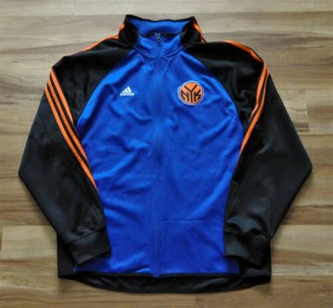 New York Knicks Adidas Jacket Warm Up NYK Clima 365 NBA Blue Black Men