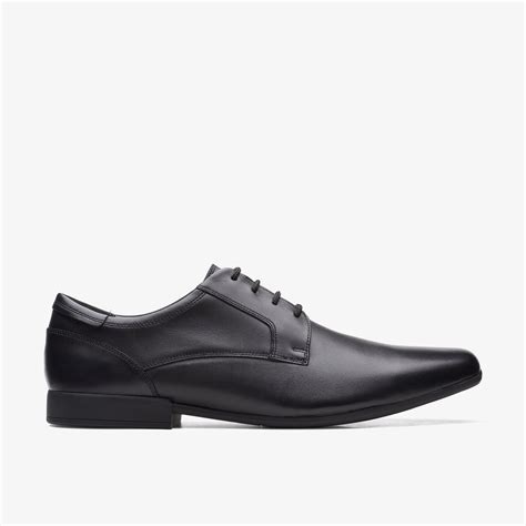 Mens Sidton Lace Black Leather Derby Shoes Clarks Uk