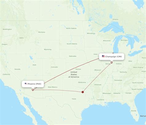 All Flight Routes From Phoenix To Champaign Phx To Cmi Flight Routes