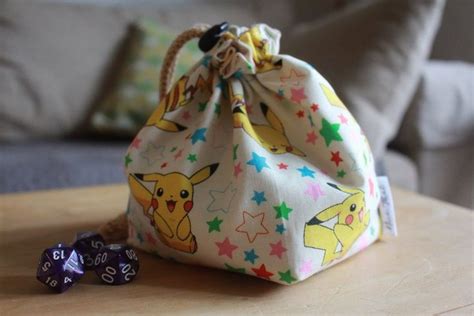 Pokemon Pikachu Stars Freestanding Drawstring Dice Bag Game Etsy Uk