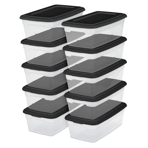 Sterilite 6 Quart Black Storage Box 10 Piece