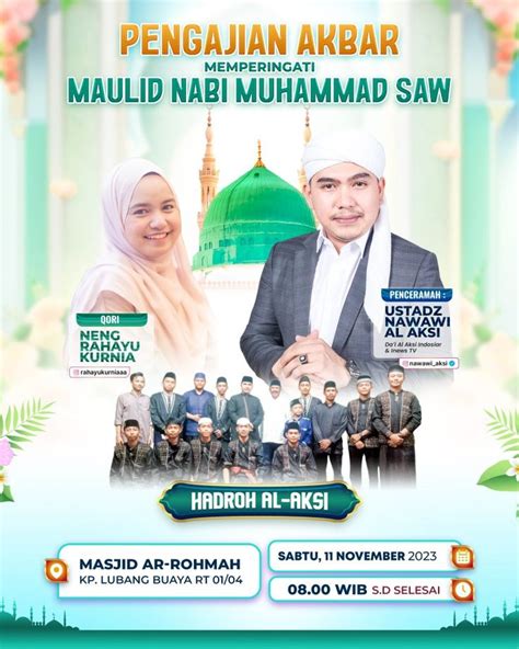 Flyer Pengajian Akbar Maulid Nabi Muhammad ﷺ Desain pamflet Desain