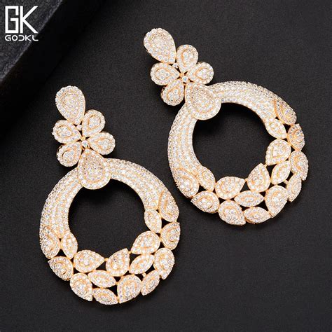 Godki New Luxury Flower Leaf Nigerian Long Dangle Earrings For Women