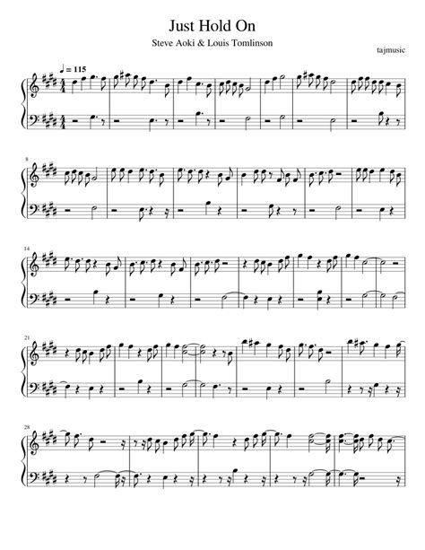 Just Hold On- Steve Aoki & Louis Tomlinson Sheet music for Piano (Solo) Easy | Musescore.com