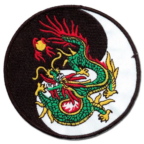 Fire Dragon Yin Yang Patch - Martial Arts Patches - Dragon And Yin Yang Patch