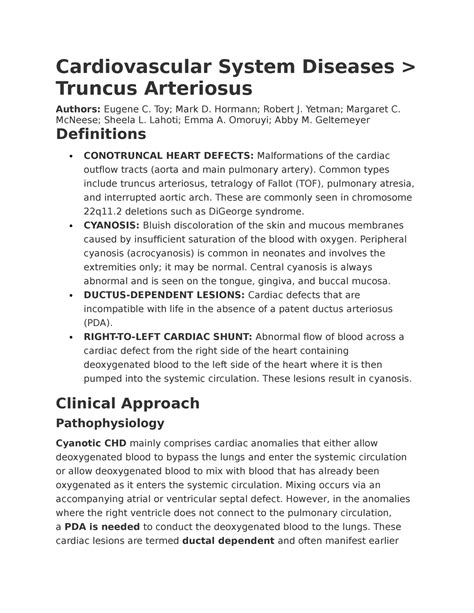 Cardiovascular System Diseases Toy Mark D Hormann Robert J Yetman