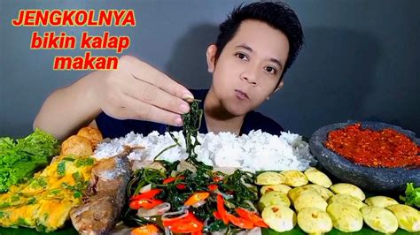 Asmr Mukbang Lalap Jengkol Mentah Tumis Kangkung Telor Dadar Ikan