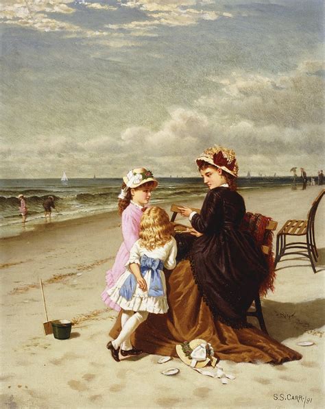 At The Seashore 1881 By Samuel S Carr Art American Painting