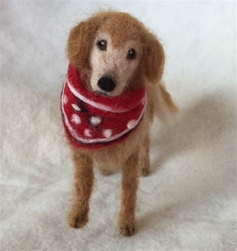 Needle Felted Dog Wool Pet Portrait Golden Retriever Senior