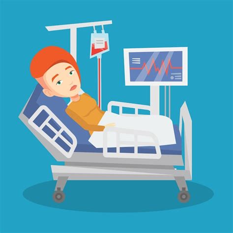 Premium Vector Woman Lying In Hospital Bed