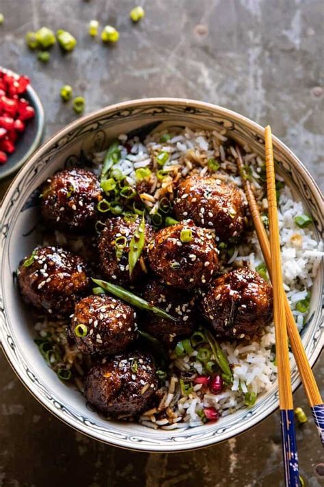 Weeknight Sticky Ginger Sesame Chicken Meatballs Half Baked Harvest