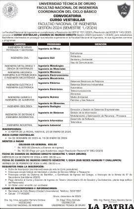 Universidad T Cnica De Oruro Facultad Nacional De Ingenier A Coordinaci