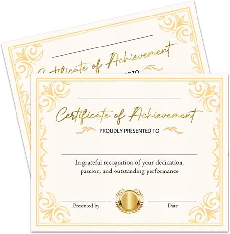 50 Packs Gold Foiled Certificate Paper Award 11 X 85 Inch