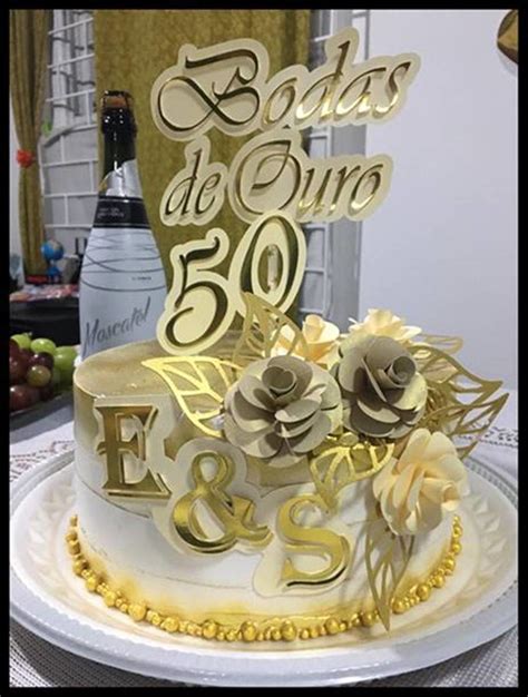 Topo De Bolo Bodas De Ouro Elo Produtos Especiais