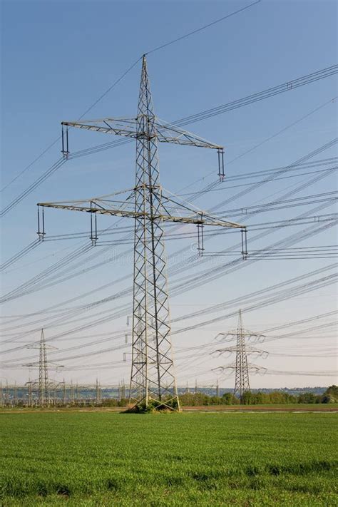 A Lot Of High Voltage Power Line Transmission Tower Overhead Line