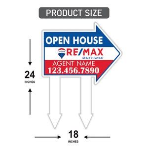 Pack Remax Open House Arrow Shaped Yard Signs X Sided