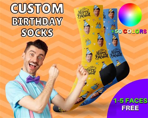 Custom Birthday Socks Happy Birthday Socks Birthday Gift Etsy