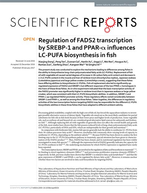 PDF Regulation of FADS2 transcription by SREBP 1 and PPAR α