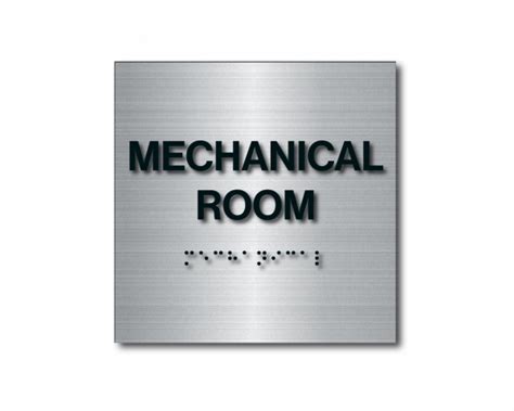 Brushed Aluminum Braille Mechanical Room Sign 6h X 6w Harvey