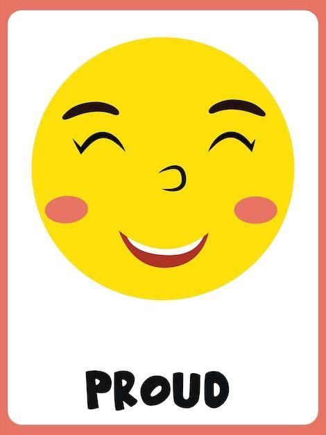 Premium Vector Proud Face Clipart Flashcard Emotion Faces