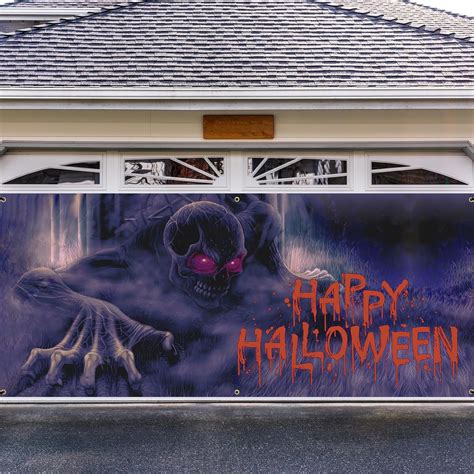 Crenics Halloween Garage Door Decorations Large Horror Halloween Garage Door Banner