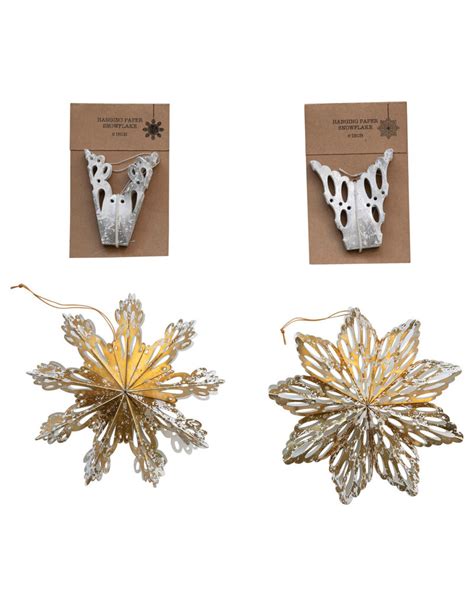 6 Paper Snowflake Ornament Rustic Roots