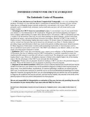 Fillable Online Informed Consent For Cbct Scan Request The Endodontic