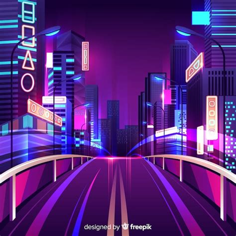 Free Vector | Futuristic night city background