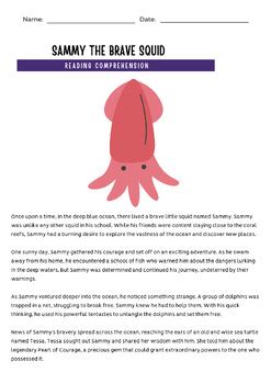 Squid Story Rd Th Grade Reading Comprehension With Question Worksheets