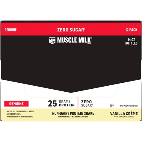 Muscle Milk Zero Sugar Genuine Vanilla Creme Artificially Flavored Non Dairy Protein Shake