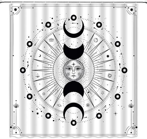 Amazon Srauyst Moon Phase Shower Curtain Zodiac Sun Moon Celestial